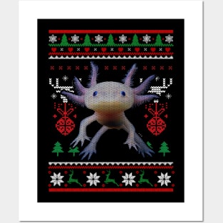 Axolotl Ugly Christmas Salamander Axolotl Lovers Gift Posters and Art